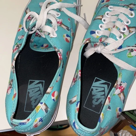Vans kitty cat beach Val pool party teal shoes lo size 9 womens kawaii summer - Picture 7 of 8